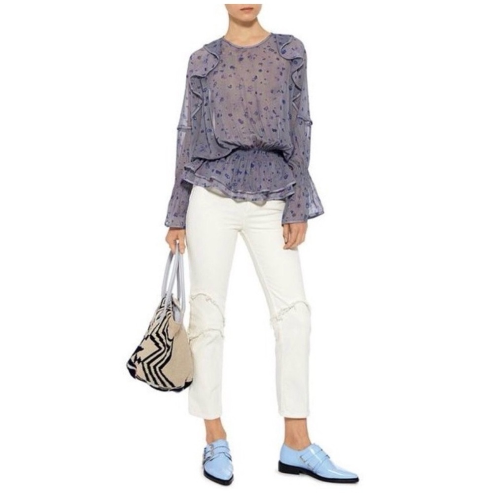 IRO Sheer Floral Ruffle Blouse - Purple - Picture 2 of 12